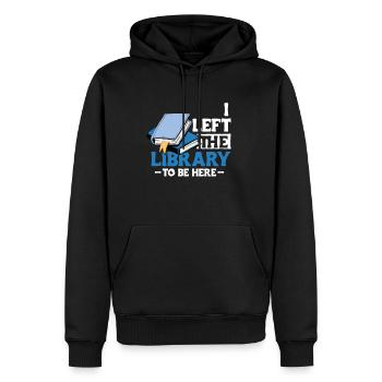 J’ai quitté la bibliothèque pour être ici chemise bibliothek - Sweat à capuche Premium bio Homme - noir - Devant - Nico (187cm)