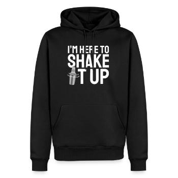 In Here To Shake It Up Bartender Shirt - Men’s Premium Organic Hoodie - black - Front - Nico (187cm)