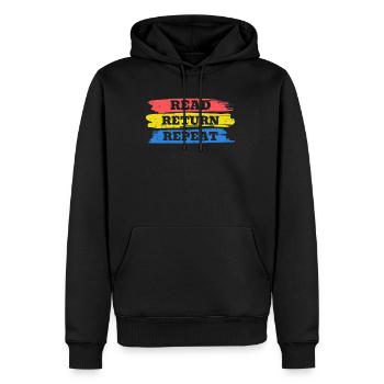 Lire la bibliothèque de chemises Retrun Repeat - Sweat à capuche Premium bio Homme - noir - Devant - Nico (187cm)