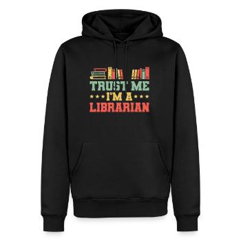 Faites-moi confiance dans un cadeau de chemise de bibliothécaire - Sweat à capuche Premium bio Homme - noir - Devant - Nico (187cm)