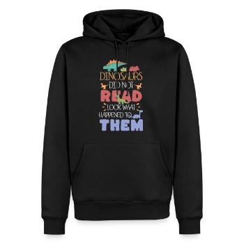 Les dinosaures n’ont pas lu regardez ce qui leur est arrivé - Sweat à capuche Premium bio Homme - noir - Devant - Nico (187cm)