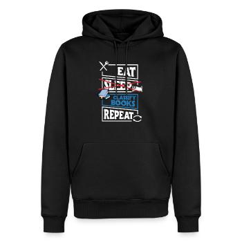 Manger du sommeil Classer les livres Répéter la chemise - Sweat à capuche Premium bio Homme - noir - Devant - Nico (187cm)