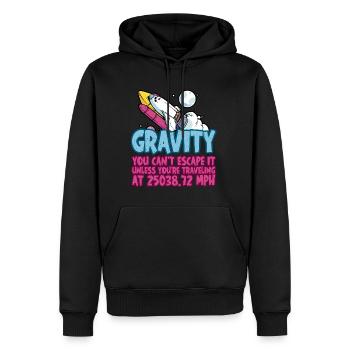 Gravity, You Can't Escape It 4 - Men’s Premium Organic Hoodie - black - Front - Nico (187cm)