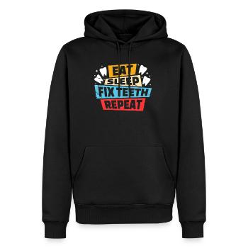 Manger Sommeil Réparer les dents Répéter Chemise Cadeau - Sweat à capuche Premium bio Homme - noir - Devant - Nico (187cm)