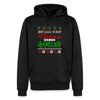 Most Likely To Miss Christmas While Gaming 4 - Männer Premium Bio Hoodie - Schwarz - Vorne - Nico (187cm)