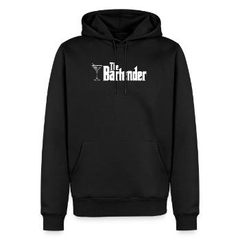 La chemise barman cadeau barman - Sweat à capuche Premium bio Homme - noir - Devant - Nico (187cm)