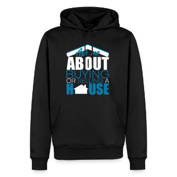 Posez-moi des questions sur l’achat ou la vente d’une maison 4 - Sweat à capuche Premium bio Homme - noir - Devant - Nico (187cm)