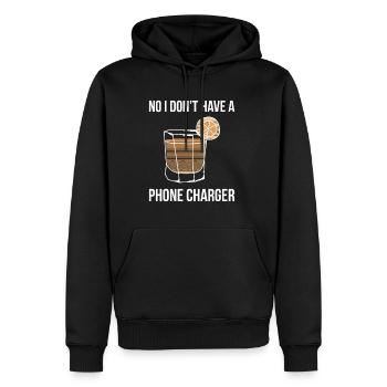Non, je n’ai pas de chargeur de téléphone Chemise barman - Sweat à capuche Premium bio Homme - noir - Devant - Nico (187cm)