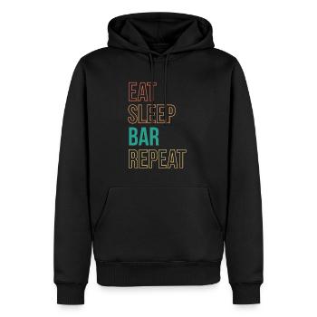 Eat Sleep Bar Repeat Shirt Bartender Barkeeper - Männer Premium Bio Hoodie - Schwarz - Vorne - Nico (187cm)