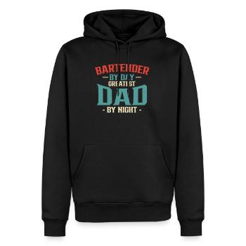 Bartender By Day Greatest Dad By Night - Men’s Premium Organic Hoodie - black - Front - Nico (187cm)