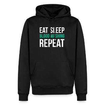 Manger Sommeil Lavage de sang Chemise répétée - Sweat à capuche Premium bio Homme - noir - Devant - Nico (187cm)