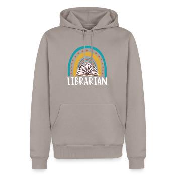 Cadeau de chemise de bibliothécaire - Sweat à capuche Premium bio Homme - taupe - Devant - Nico (187cm)