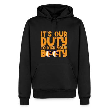 Il est de notre devoir de botter votre butin 2 - Sweat à capuche Premium bio Homme - noir - Devant - Nico (187cm)