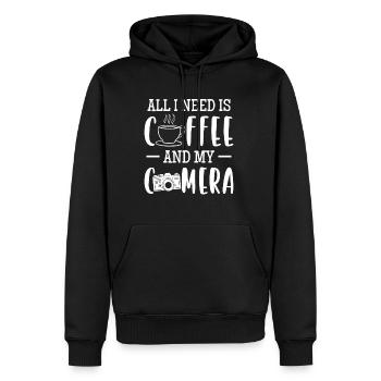 All I Need Is Coffee And My Camera - Men’s Premium Organic Hoodie - black - Front - Nico (187cm)