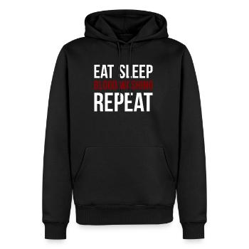 Manger Sommeil Lavage de sang Chemise répétée - Sweat à capuche Premium bio Homme - noir - Devant - Nico (187cm)