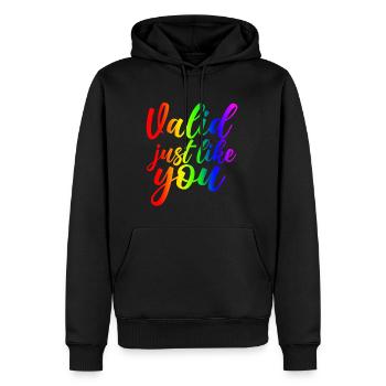 Valide comme vous 4 - Sweat à capuche Premium bio Homme - noir - Devant - Nico (187cm)