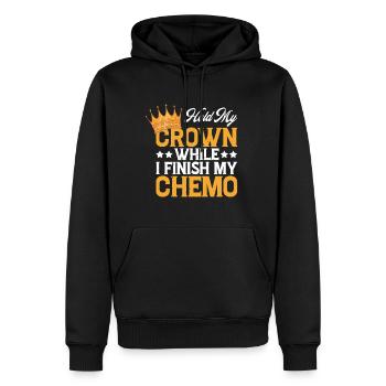 Tenez ma couronne pendant que je termine ma chimio 43 - Sweat à capuche Premium bio Homme - noir - Devant - Nico (187cm)