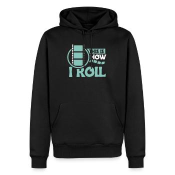 Voici comment je roule cadeau de chemise de photographe - Sweat à capuche Premium bio Homme - noir - Devant - Nico (187cm)