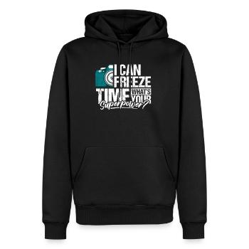 I Can Freeze Time Whats Your Superpower Shirt - Männer Premium Bio Hoodie - Schwarz - Vorne - Nico (187cm)