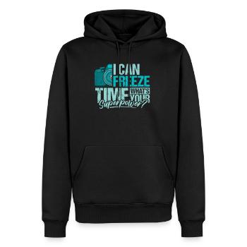 I Can Freeze Time Whats Your Superpower Shirt - Männer Premium Bio Hoodie - Schwarz - Vorne - Nico (187cm)
