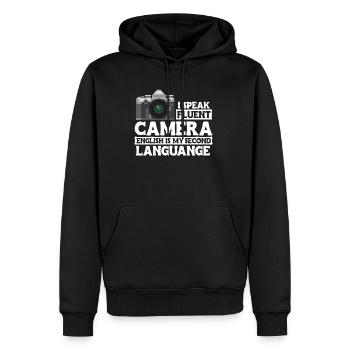 I Speake Fluent Camera Shirt Cadeau - Sweat à capuche Premium bio Homme - noir - Devant - Nico (187cm)