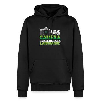I Speake Fluent Camera Shirt Cadeau - Sweat à capuche Premium bio Homme - noir - Devant - Nico (187cm)