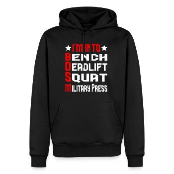 Im dans BDSM banc squat soulevé de terre presse militaire18 - Sweat à capuche Premium bio Homme - noir - Devant - Nico (187cm)