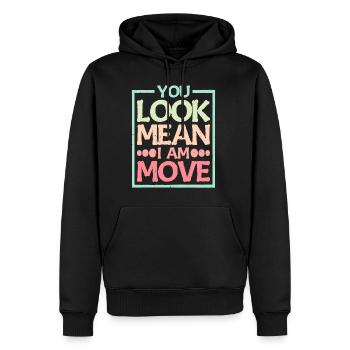 Tu as l’air méchant, je suis, Move 14 - Sweat à capuche Premium bio Homme - noir - Devant - Nico (187cm)