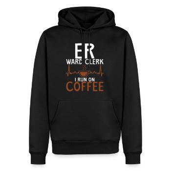 Er Ward Clerk I Run On Coffee 2 - Männer Premium Bio Hoodie - Schwarz - Vorne - Nico (187cm)