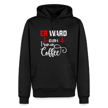 Er Ward Clerk I Run On Coffee 4 - Männer Premium Bio Hoodie - Schwarz - Vorne - Nico (187cm)