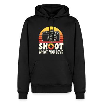 Shoot What You Love Shirt Fotograf - Männer Premium Bio Hoodie - Schwarz - Vorne - Nico (187cm)