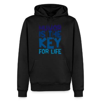 L’humour est la clé de la vie 2 - Sweat à capuche Premium bio Homme - noir - Devant - Nico (187cm)