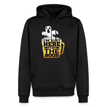 Je suis juste là pour les huées - Sweat à capuche Premium bio Homme - noir - Devant - Nico (187cm)