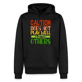 Caution Does Not Play Well With Others 42 - Men’s Premium Organic Hoodie - black - Front - Nico (187cm)