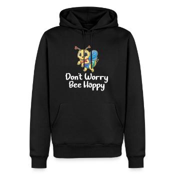 Don't Worry Bee Happy 38 - Men’s Premium Organic Hoodie - black - Front - Nico (187cm)
