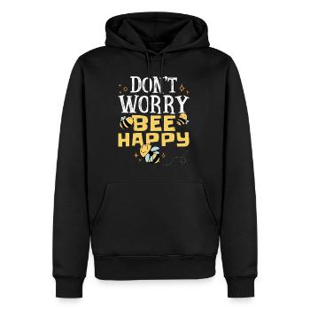 Don't Worry Bee Happy 37 - Men’s Premium Organic Hoodie - black - Front - Nico (187cm)
