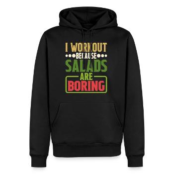 Je m’entraîne parce que les salades sont ennuyeuses 5 - Sweat à capuche Premium bio Homme - noir - Devant - Nico (187cm)