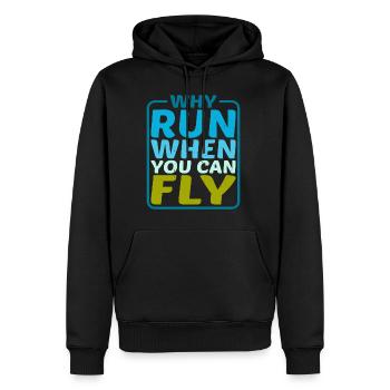Pourquoi courir quand vous pouvez voler 5 - Sweat à capuche Premium bio Homme - noir - Devant - Nico (187cm)