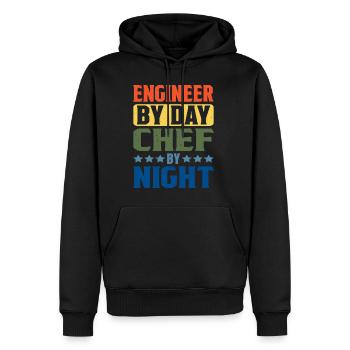 Ingénieur le jour, Chef le soir 5 - Sweat à capuche Premium bio Homme - noir - Devant - Nico (187cm)