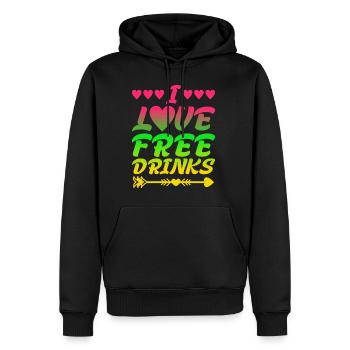 I Love Free Drinks - Männer Premium Bio Hoodie - Schwarz - Vorne - Nico (187cm)