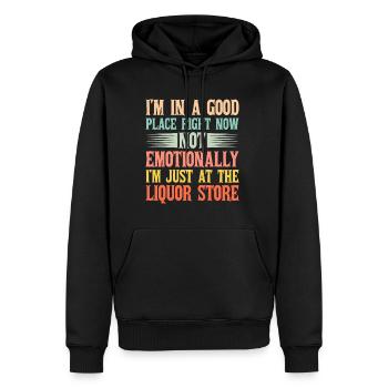 Je suis dans un bon endroit en ce moment, pas émotionnellement 2 - Sweat à capuche Premium bio Homme - noir - Devant - Nico (187cm)