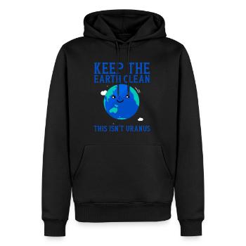 Gardez la terre propre, ce n’est pas Uranus - Sweat à capuche Premium bio Homme - noir - Devant - Nico (187cm)