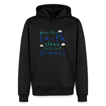 Gardez la terre propre, ce n’est pas Uranus 3 - Sweat à capuche Premium bio Homme - noir - Devant - Nico (187cm)