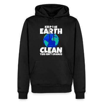 Gardez la terre propre, ce n’est pas Uranus 4 - Sweat à capuche Premium bio Homme - noir - Devant - Nico (187cm)