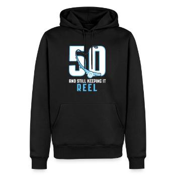50 et toujours en gardant la chemise Fischer Angler - Sweat à capuche Premium bio Homme - noir - Devant - Nico (187cm)
