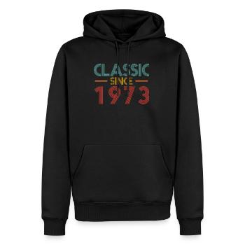 50e anniversaire Classic depuis 1973 Chemise - Sweat à capuche Premium bio Homme - noir - Devant - Nico (187cm)