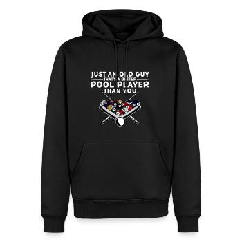 Un vieil homme qui est un meilleur joueur de billard que toi 4 - Sweat à capuche Premium bio Homme - noir - Devant - Nico (187cm)