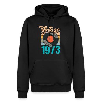 Chemise de disque vinyle vintage 50e anniversaire - Sweat à capuche Premium bio Homme - noir - Devant - Nico (187cm)