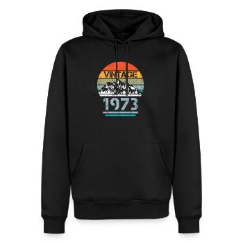 Chemise vintage 1973 50e anniversaire Mountain Wanderer - Sweat à capuche Premium bio Homme - noir - Devant - Nico (187cm)