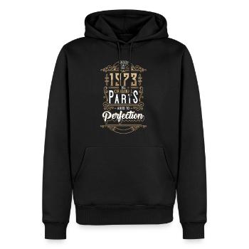 Chemise cadeau 50e anniversaire 1973 - Sweat à capuche Premium bio Homme - noir - Devant - Nico (187cm)
